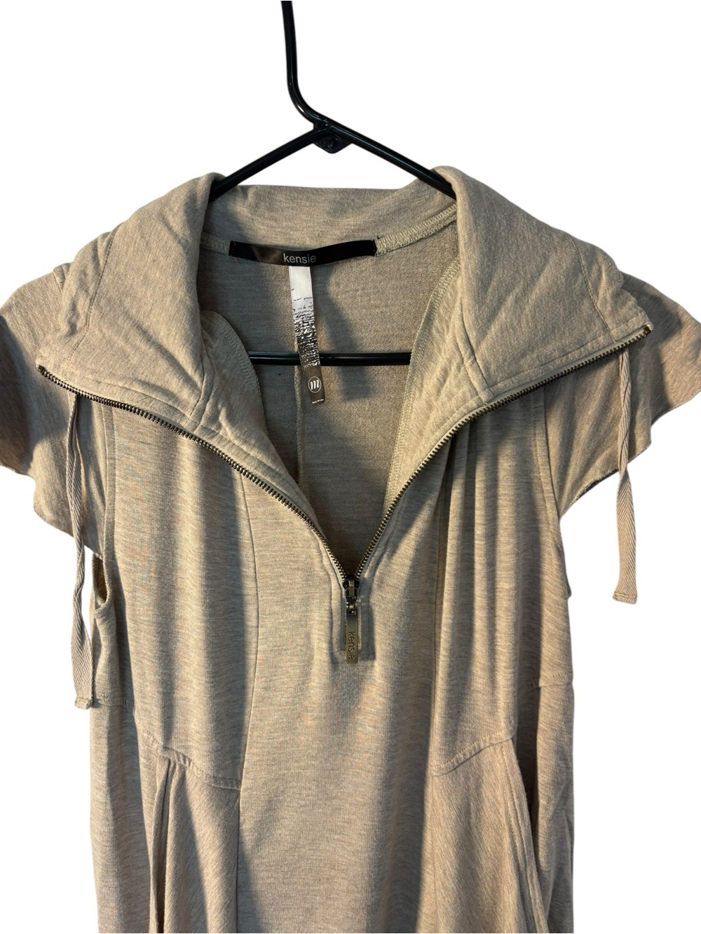 Kensie Light Taupe Zip-Up Hoodie - Picture 4 of 9